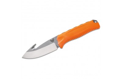 Benchmade Hunt 15009-ORG Steep Mountain Hunter Fixed 3.50" S30V Blade with Gut Hook, Orange Santoprene Handles for Sale