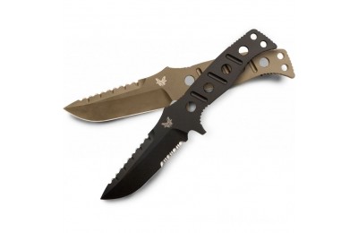 Benchmade 375BKSN Adamas Fixed 4.2" Black D2 Plain Blade, Desert Tan Sheath for Sale