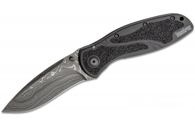 Kershaw 1670BLKDAM Ken Onion Blur Assisted Folding Knife 3.4" Damascus Blade, Black Aluminum Handles w/ Trac-Tec Inserts for Sale