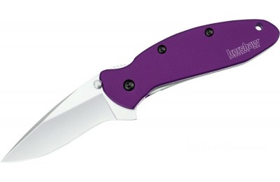 Kershaw 1620PUR Ken Onion Scallion Assisted Flipper Knife 2.25" Bead Blast Plain Blade, Purple Aluminum Handles for Sale