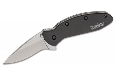 Kershaw 1620SWBLK Ken Onion Scallion Assisted Flipper Knife 2.25" Stonewashed Plain Blade, Black Aluminum Handles for Sale