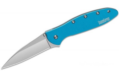 Kershaw 1660TEAL Ken Onion Leek Assisted Flipper Knife 3" Bead Blast Plain Blade, Teal Aluminum Handles for Sale