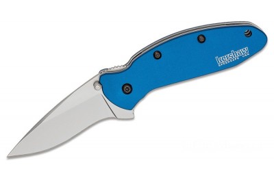 Kershaw 1620NB Ken Onion Scallion Assisted Flipper Knife 2.25" Bead Blast Plain Blade, Navy Blue Aluminum Handles for Sale