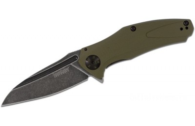 Kershaw 7007OLBW Natrix Assisted Flipper Knife 3.25" Black Stonewashed Drop Point Blade, Olive G10 Handles for Sale