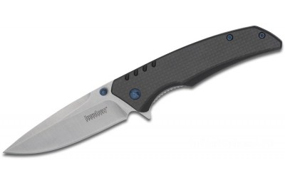 Kershaw 1336 Halogen Assisted Flipper Knife 3.25" Stonewashed Plain Blade, Carbon Fiber Over G10 Handles for Sale