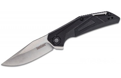 Kershaw 1370 Camshaft Assisted Flipper Knife 3" Stainless Steel Stonewashed Clip Point, Black GFN Handles for Sale