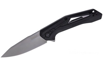 Kershaw 1385 Airlock Assisted Flipper Knife 3" Bead Blasted Drop Point Blade, Black GRN Handles for Sale