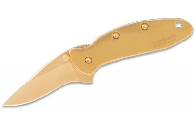 Kershaw 1600G Ken Onion Gold Plated Chive Assisted Flipper 1.9" Plain Blade, Gold Plated Steel Handles for Sale
