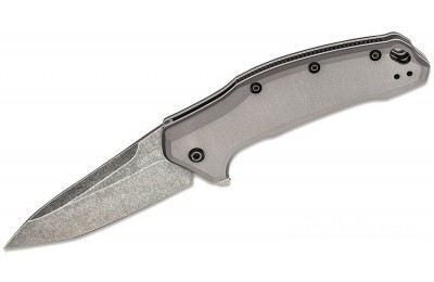 Kershaw 1776TGRYBW Link Assisted Flipper Knife 3.25" Blackwash Plain Tanto Blade, Gray Aluminum Handles for Sale