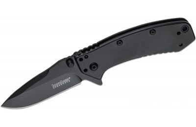 Kershaw 1555BLK Cryo Assisted Flipper Knife 2.75" Black Plain Blade, Black Stainless Steel Handles for Sale