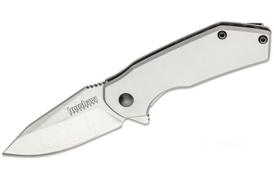 Kershaw 1375 Valve Assisted Flipper Knife 2.25" Stonewashed Drop Point Blade, Stainless Steel Handles for Sale