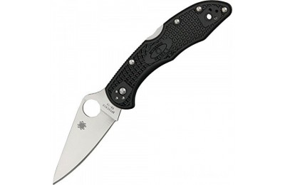 Spyderco Delica 4 C11F Lightweight Flat Ground Plain Edge Folding Knife (Black) for Sale