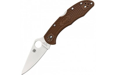 Spyderco Delica 4 C11F Lightweight Flat Ground Plain Edge Folding Knife (Brown) for Sale