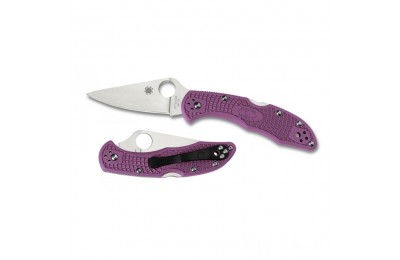 Spyderco Delica 4 C11F Lightweight Flat Ground Plain Edge Folding Knife (Purple) for Sale