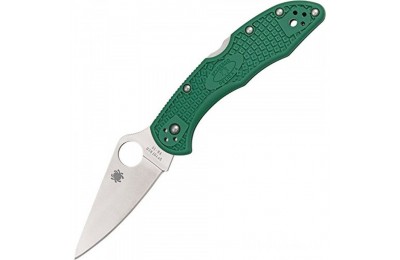 Spyderco Delica 4 C11F Lightweight Flat Ground Plain Edge Folding Knife (Green) for Sale
